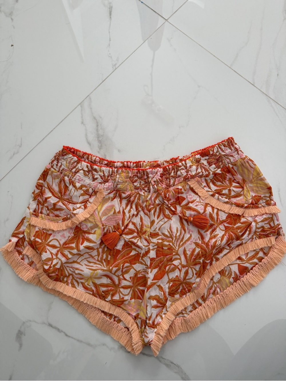Poupette St. Barth Orange, Pink and Yellow Floral Drawstring Shorts